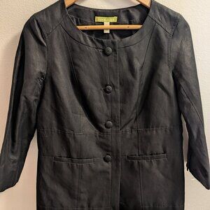 Linen Silk blend Sigrid Olsen Black Blazer, EUC size 2